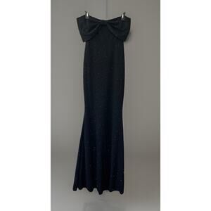 Windsor Dress Womens M Black Strapless Sweetheart Bow Mermaid Gown Maxi Prom